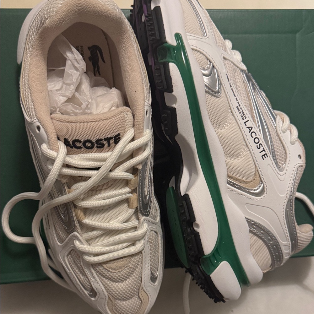 Lacoste White and Gray Athletic Shoes - Picture 13 of 13